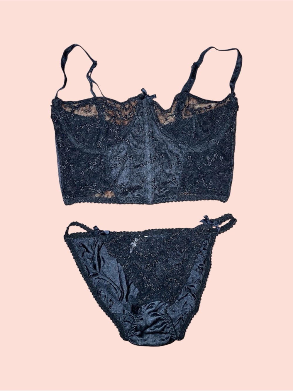 Vintage Black Lace Bra & Panty Set